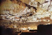 unknow artist The-large Hall in the cave of Lascaux France painting